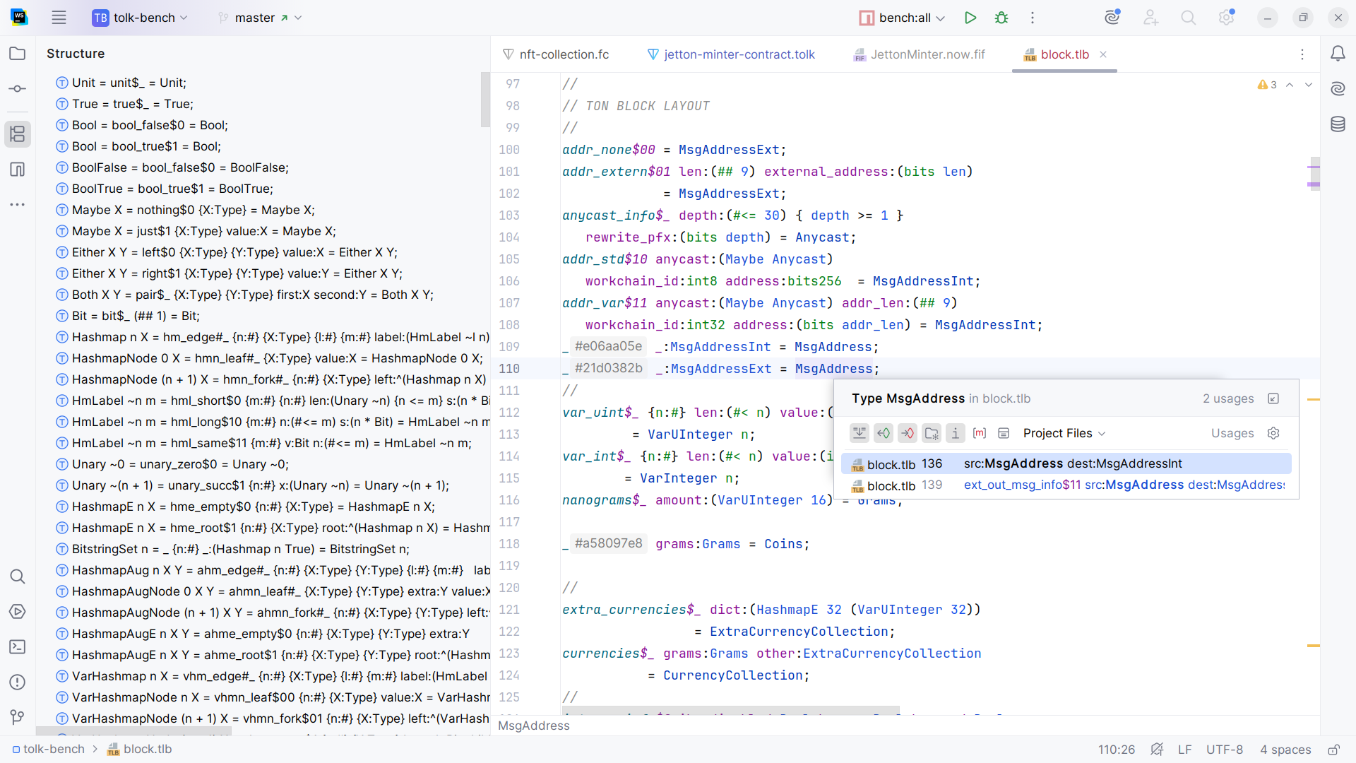 Screenshot of the TL-B data scheme support