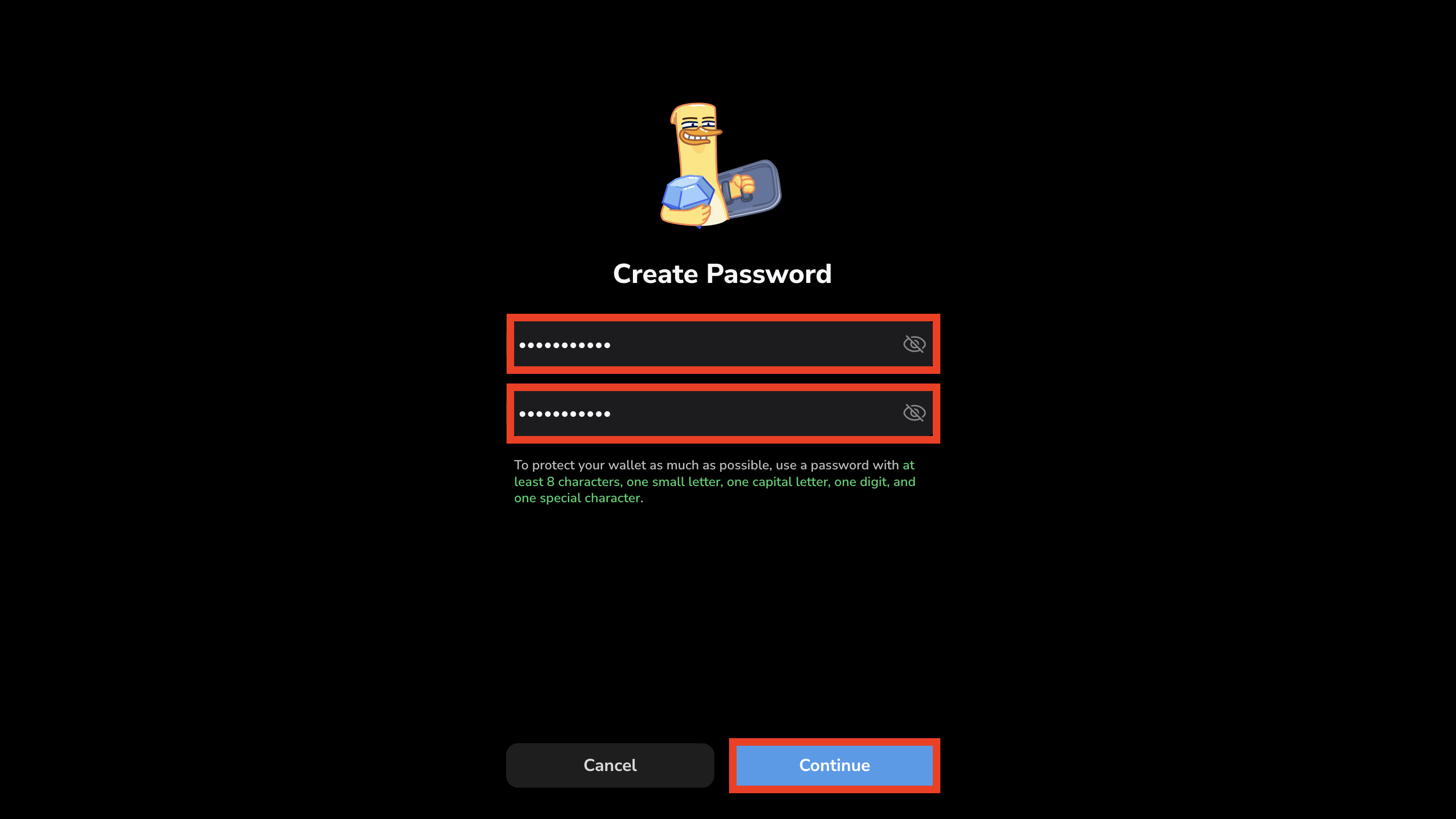 Password setup